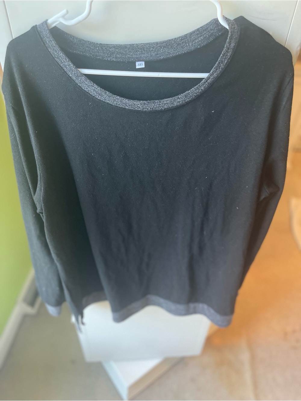 Amazon Black Long Sleeve Top with Gray Contrast Trim